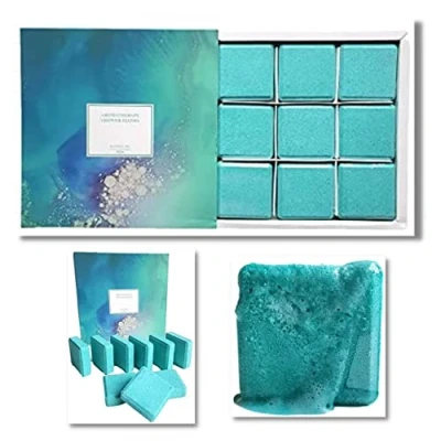 Image of Aromatherapy Shower Steamers Set of 9 Bombs with Essential Oils for Relaxation Eucalyptus (Box)