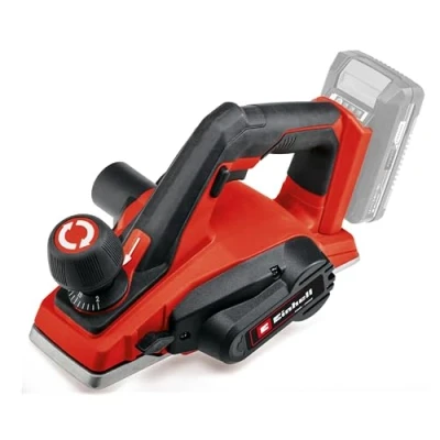Image of Einhell Power X Change 18V Cordless Planer Battery Electric For Wood, 2mm Max Chip Depth, Aluminium Soleplate With V Groove TE PL 18/82 Li Solo Planing Tool (Battery Not Included)