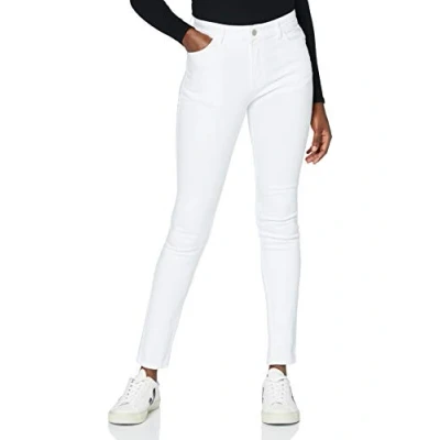 Image of MERAKI Women&#039;s Skinny Mid Rise Jeans, White, 34W / 32L