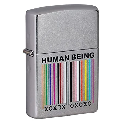 Image of Zippo Windproof Lighter Human Being Design Street Chrome, Colour Image Refillable, Lifetime Use Adjustable Flame Gift Box Metal Made in USA