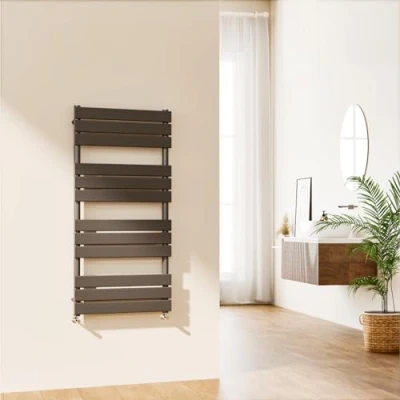 Image of EMKE Towel Rail Radiator Anthracite Grey Modern Flat Panel Bathroom Ladder Wall Mounted for Living Room and Kitchen 1200 x 600 mm