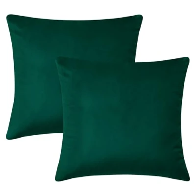 Image of Hafaa Cushion Covers 45 x cm (Pack of 2) Velvet Square Throw Pillow Cases Luxury Decorative Green Cushions Cover for Bedroom Sofa Chair Couch 18x18 Inch