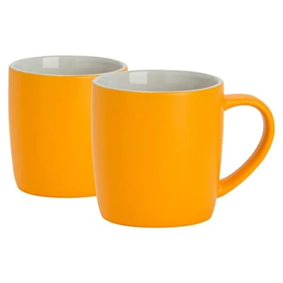 Image of 2x Yellow 350ml Matt Coloured Coffee Mugs By Argon Tableware