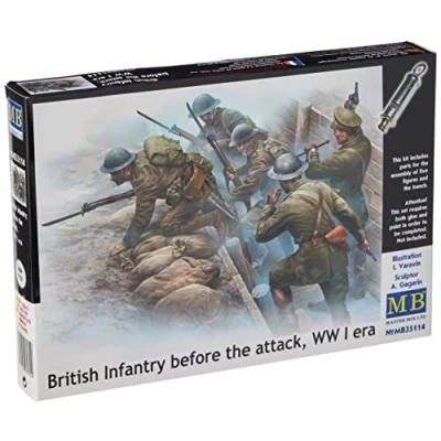 Image of Masterbox 1:35 Scale British Infantry/Before The Attack/WWI era Construction Kit (Grey)