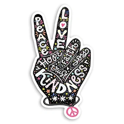 Image of 2 x 10cm Peace Love Kindness Sign Vinyl Stickers Hippy Laptop Sticker #34080 (10cm Tall)