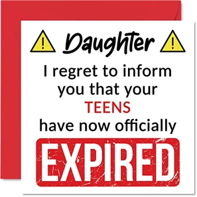 Image of Funny 20th Birthday Cards for Daughter Your Teens Have Expired Happy Card from Mum Dad Parents, 145mm x Banter Joke Humour Bday Greeting Gift