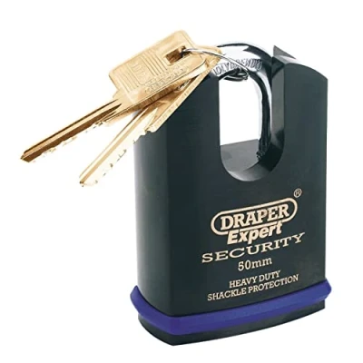 Image of Draper Heavy Duty Padlock and 2 Keys with Shrouded Shackle, 50mm