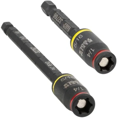 Image of Klein Tools 32768 Impact Driver, 3 in 1 SAE Socket and Bit Holder, Flip with 1/4 Nut Driver 5/16 Hex Sizes, 5 Inch Lengths, 2 Piece Set