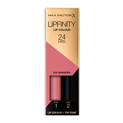 Image of Max Factor Lipfinity 2 step Long Lasting Lipstick, 24 Hour Effect with Luscious Shine Touch, 010 whisper, 4.2 g