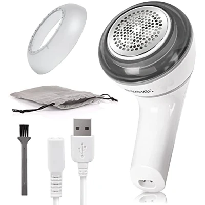 Image of Duronic Fabric Shaver FS16USB Portable Lint Remover DeBobbler, Rechargeable Clothes Bobble Machine, Fuzz and Pill Remover, Rotating Handle, USB Charging