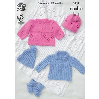 Image of King Cole Babies Jackets, Hats &amp; Bootees Cottonsoft DK Knitting Pattern 3927