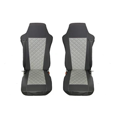 Image of TEXMAR SEAT COVERS for MERCEDES ACTROS MP4 TRUCK, Grey Eco Leather, Custom Fit, Front