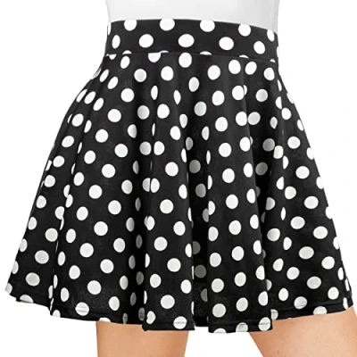 Image of DRESHOW Basic Solid Stretchy Flared Casual Mini Skater Skirt for Women Girls