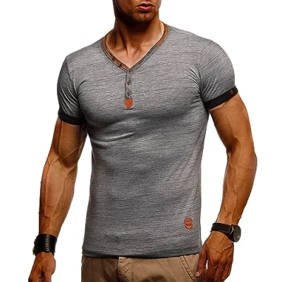 Image of Leif Nelson Mens T Shirt V Neck LN 1390 Anthracite Large