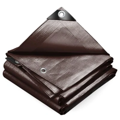 Image of VOUNOT 4x6m Waterproof Tarpaulin Ultra Heavy Duty 240 g/m² Tarp Large Ground Camping Sheet with Aluminum Eyelets for Outdoor Furniture Caravan Car Cover, Brown