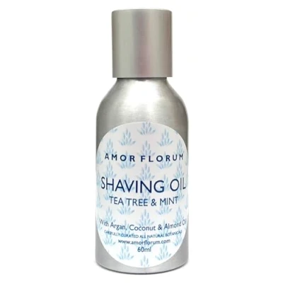 Image of Amor Florum Blu Shaving and Beard Oil 100% Natural Argan, Mint, Tea Tree. Comfortable Shave. Conditions Promotes Hair Growth.60ml