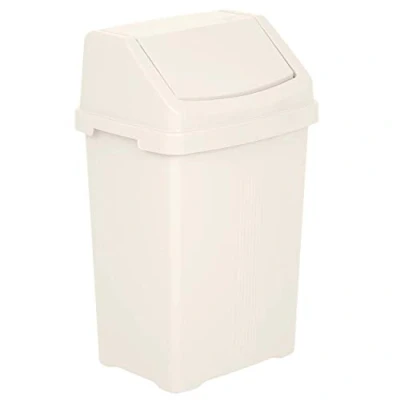 Image of funky gadgets Wham Plastic Swing Bin Waste Recycle Recycling Dustbins Kitchen,Bathroom Rubbish Trash Refused Bins (Soft Cream, 50L Bin)