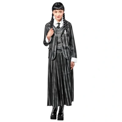 Image of Rubie&#039;s 1000159S000 Wednesday Costume Nevermore Academy Uniform Womens Addams Adult Fancy Dress, Black, UK 10 12