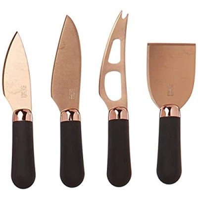 Image of Taylor&#039;s Eye Witness Brooklyn Rose Gold 4 Piece Cheese Knife &amp; Slate Board