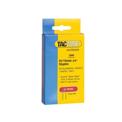 Image of Tacwise 0283 Type 91 / 15 mm Galvanised Narrow Crown Staples, Pack of 1