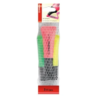 Image of STABILO Highlighter NEON Pack of 3 yellow, green, pink