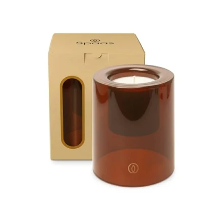 Image of Spaas Delight Scented Candle Large 40h, Glorious Glimmer, Ivory in Smoked Brown Glass