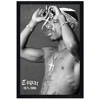 Image of Tupac Smoke Black Wooden Framed Maxi Poster 61x91.5cm
