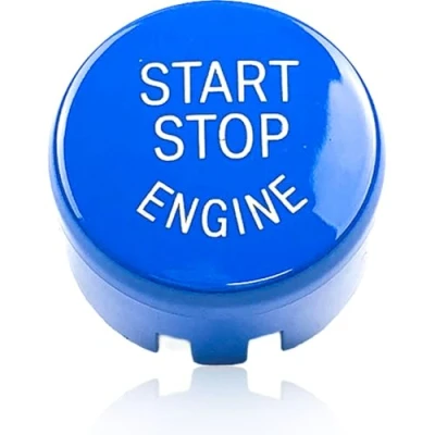Image of ciciment Start Stop Button, Replacement Engine Button Cover, Compatible with Serie 1 2 3 4 5 6 7 Series X1 X3 X4 X5 X6 / F20 F30 F10 F01 G30 G11 (Blue)