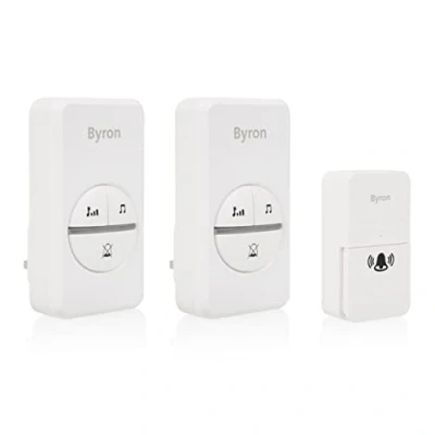 Image of Byron DBY 23445BS Wireless Doorbell Set 2 Plugs Kinetic Energy White