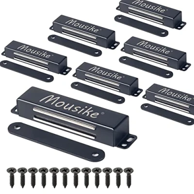 Image of Mousike Magnetic Door Catch Heavy Duty 40KG Stainless Steel Magnets with Strong for Kitchen Cupboard Wardrobe Closet Cabinet Latch (Black 8 Pack)