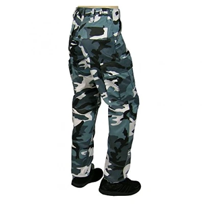 Image of 6 Pocket Camouflage Combat Cargo Trousers Midnight Blue (46)