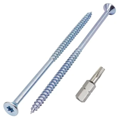 Image of SKIR&#039;CO (10 pcs) Zinc Plated Steel Wood Screws 6.0 x 130 mm, Torx Countersunk Head Screws, Chipboard Partially Threaded