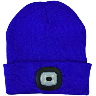 Image of Albert Austin Unisex Beanie Hat Led Lights 4 Torch Head Light One Size Gifts for Men, Women, Stocking Fillers, Runners, Camping Fishing Walking Horse Riding (Blue)