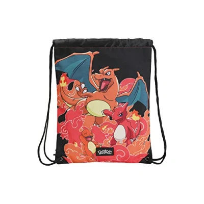 Image of Pokémon Youth Bag Backpack Charmander Design with Adjustable Handles, Orange (CyP Brands), orange, único, Saco 34x44
