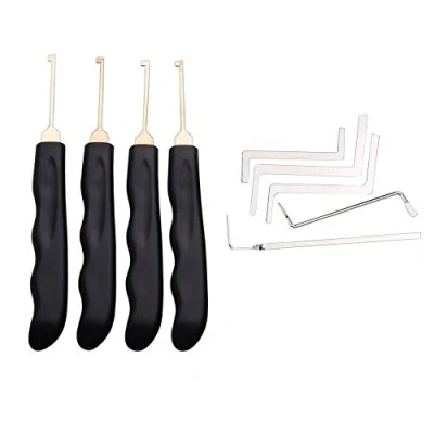 Image of Loboo Idea 9 Piece Lock Pick Set， Incliding 4 Pieces Kaba Hooks and 5 Locksmith Picking Tension Wrench Tool Set