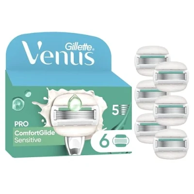 Image of Gillette Venus ComfortGlide Sensitive 6 Razor Blades, 5 Blade Refills for Womens Razors