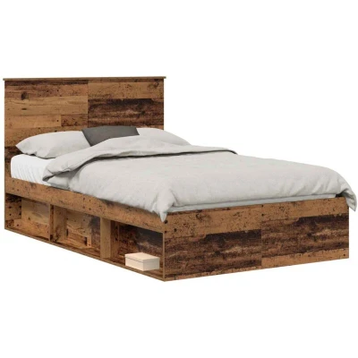 Image of vidaXL Bed Frame with Headboard Old Wood 120 x 200 cm Solid Pine