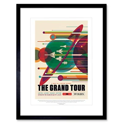 Image of Wee Blue Coo NASA Poster Space Travel Advert Grand Tour 9x7 &#039;&#039; Framed Art Print F97X13676