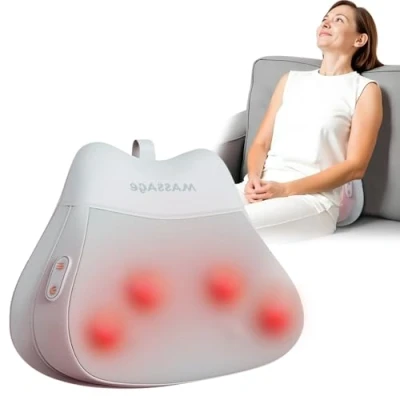 Image of Cordless Back Neck Massager Shiatsu Massage Pillow with Heat, Update 20 Deep Tissue Kneading Nodes for Shoulder,Lower and Legs Muscle Pain Relief, Portable Women Men