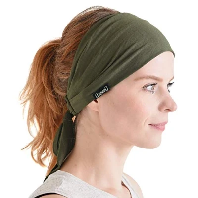 Image of CHARM Sports Headband Bandana for Men Womens Yoga Hairband Kids Ninja Pirate Costume Khaki