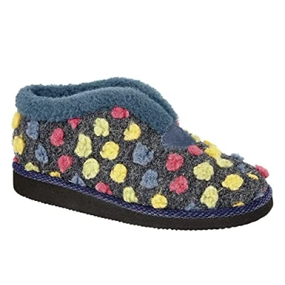 Image of Sleepers Womens Tilly Knitted Textile Lightweight Bootee Slippers with Fleecy Thermal Lining Blue 8 UK