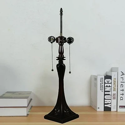 Image of BOTOWI Tiffany Table Lamp Base with 2 Lights, 26&quot; Height Desk Lights Resin Replacement Only Fit for 16 Inch Style Stained Glass Lampshades