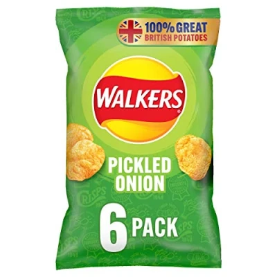 Image of Walkers Pickled Onion Multipack Crisps, 6x25 g