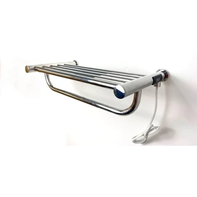 Image of Greened House Huxley Electric Heated Towel Shelf Bathroom Rail Energy Efficient 500mm x 260mm 115mm