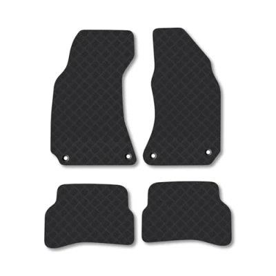 Image of Rubber Car Mats Compatible with VW Passat (1996 2005) Tailored Fit Floor Set Accessory Black Custom 4 Pieces Clips Anti Slip Backing, Heavy Duty &amp; Waterproof