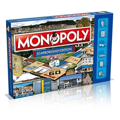 Image of Winning Moves Scarborough Monopoly Board Game, Advance to Castle, Open Air Theatre, or even R.U.F.C. and trade your way success, makes a great gift for ages 8 plus
