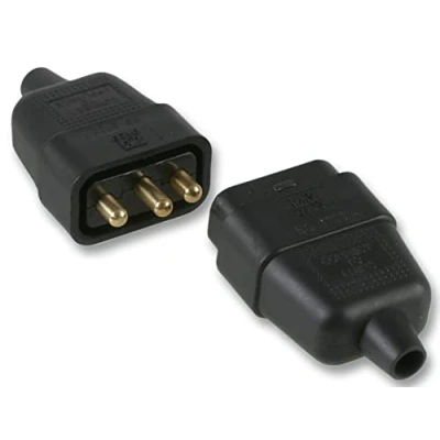 Image of Zexum 10A 3 Pin In Line Rubber Connector, Black