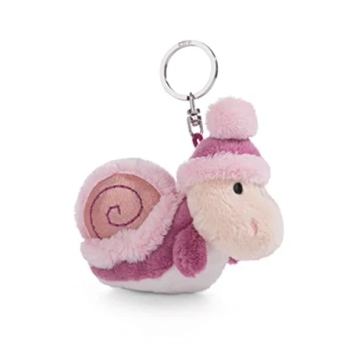 Image of NICI 49303 Keyholder Snail SOA 10cm Pink Sustainable Companion Cuddly Animal Pendant Lanyard, Ring &amp; Key Holder