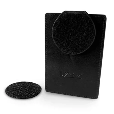 Image of WICKED Pocket Clip for Embroidered Patch Badge, Alumni Insignia, Metal Thread Bullion Emblem Full Grain Leather, and 2’’ Attached “Loop Backing with Multi Use Peel &amp; Stick Adhesive Hook (1)