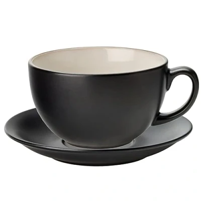 Image of Utopia Barista Cappuccino Cup &amp; Saucer Almond 12oz / 340ml, CT9002 CT9014, Pack of 6
